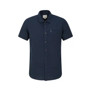 Mountain Warehouse Heren Kokosnoot Slub Overhemd met Korte Mouwen (Donkerblauw)