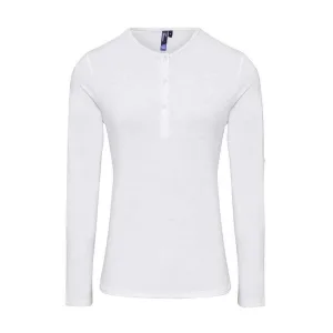 Premier Dames/Dames Long John Effen Rol Mouw T-shirt (Wit)