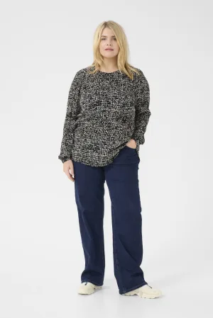 Blouse met lange mouwen Regular fit Black/Turtledove Graphic Dot