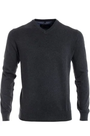 Marvelis Casual Trui V-hals antraciet, Effen