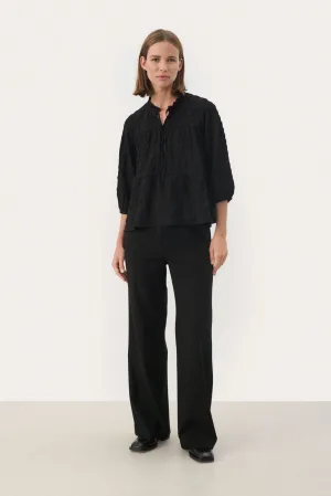 Blouse met lange mouwen Regular fit Black