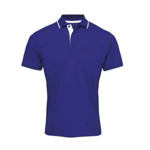 Premier Heren Coolchecker Contrast Pique Poloshirt (Koningsblauw/Wit)