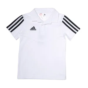 Boy’s adidas Junior Tiro 19 Cotton Polo Shirt in White Black
