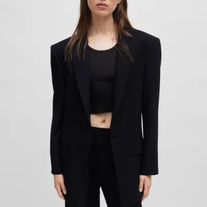 Dames Hugo Amiya Longline Oversize-Fit Blazer in Blauw