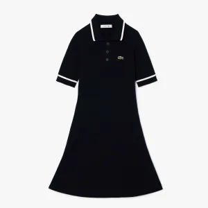 Dames Lacoste 3D naadloze flared polojurk in blauw