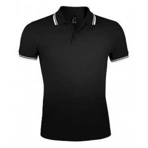SOLS Heren Pasadena getipt korte mouw Pique Polo Shirt (Zwart/Wit)