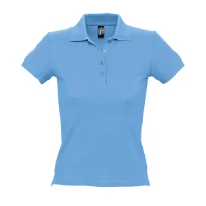 SOLS Vrouwen/dames Mensen Pique Korte Mouw Katoenen Poloshirt (Hemelsblauw)