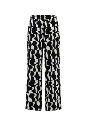 Dreimaster Stof broek Dames zwart wit