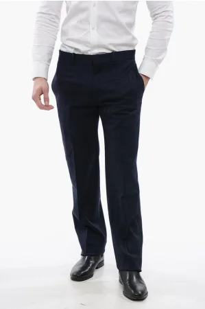 Jacquard wolmix SHIBORI chinobroek in blauw