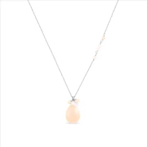 Luxeketting, metaallegering adak en oranje agaat gerhodineerd