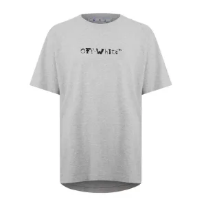 Gebroken witte gezichten over logo over skate-fit grijs T-shirt