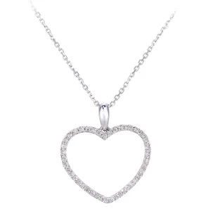 9ct witgouden diamanten ketting met open hart hanger