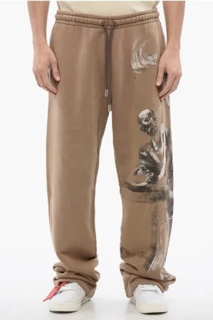 Geborstelde katoenen S.MATHHERW bedrukte joggingbroek