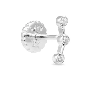 Luxe piercing, 925 sterling zilveren rand en glanzende zirkonia met gerhodineerde afwerking