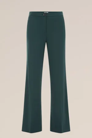 WE Fashion – Dames wide leg jersey pantalon met stretch – Regular fit – Groenblauw – Viscose –