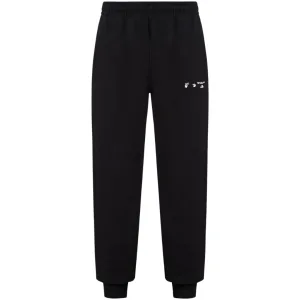 Gebroken wit logo, slanke zwarte joggingbroek met manchetten