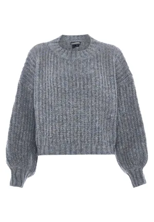 Dreimaster Grof gebreide trui Dames grijs melange