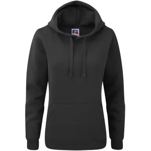 Russell Dames Premium Authentieke Hoodie (3-Lagen Stof) (Zwart)