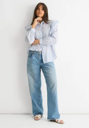 Gestreept gekruld katoenen overhemd