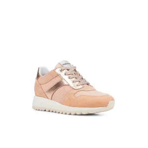 Geox Tabelya Leren Dames Perzikkleurige Sneakers