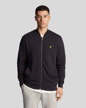 Men’s Lyle And Scott Loopback Jersey Bomber Jacket in Navy
