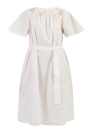 Mymo Jurk Meisje Wit roze oranje stippen