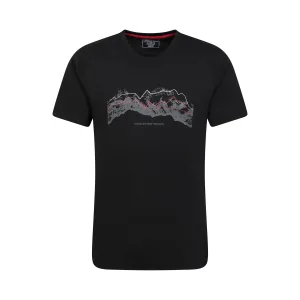 Mountain Warehouse Heren Tech Mountains Organic T-Shirt (Zwart)