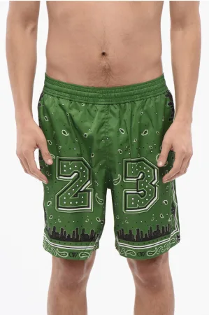 Bandana Print Zwemshort in Groen