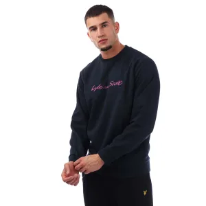 Heren Lyle And Scott Script Sweatshirt in Navy