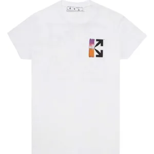 Gebroken witte gradientpijlen logo slim fit wit T-shirt