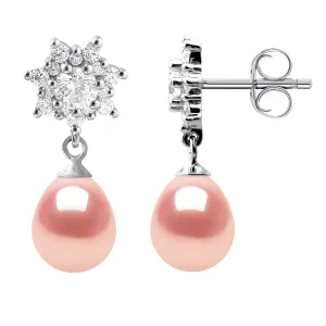 Oorbellen Dangle zoetwaterparels 7-8 mm Pears Roses Jewelry 925