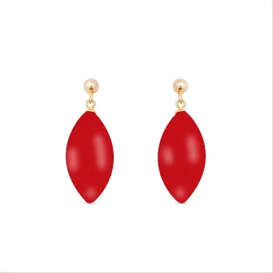 Luxenter oorbellen, 925 sterling zilver en koraal, 18K verguld