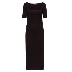 Dames Hugo Nirale Midi Dress in Zwart