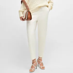 Damesbroek Boss Tolinda-D Elastische tailleband in Wit