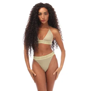 Dames Off White Logo Band Bikini in Groen