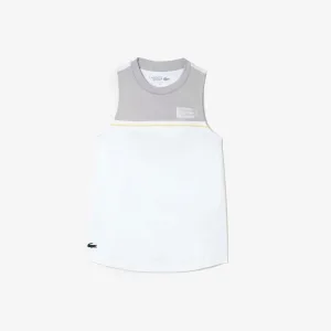Dames Lacoste Sport Contrast Stretch Katoenen Sport T-shirt in Wit