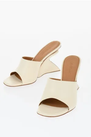 Open-toe JUG muiltjes met sleehak 10 cm in beige