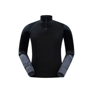 Mountain Warehouse Heren Ultra Merino Wol Zip Hals Base Layer Top (Zwart)