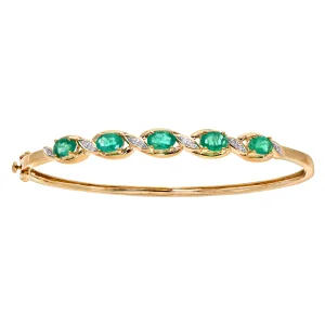 9ct geelgouden damesarmband met diamant en smaragd