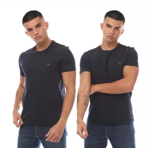 Men’s Emporio Armani 2 Pack of Lounge Crewneck T-Shirts in Navy