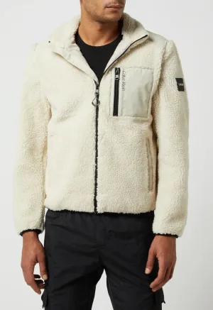 Calvin Klein Doorrits Teddy Bont Fleece Jas in Steen