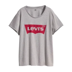Levi’s Plus Perfect Housemark Logo T-shirt voor dames, grijs gemêleerd