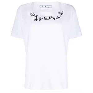 Gebroken wit wit T-shirt met linkerhandlogo en normale pasvorm