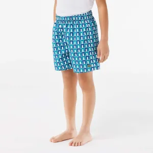 Jongens Lacoste Juniors Taffeta Monogram Print Zwembroek in Multi kleur