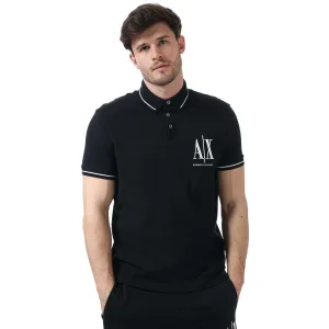 Armani Exchange poloshirt met logo en contrasterende bies voor heren, marineblauw