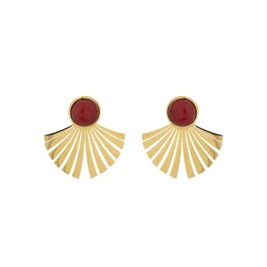 Luxenter Koraal oorbellen afgewerkt in 18K geel goud – Almia