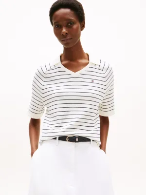 Tommy Hilfiger Gebreide trui CO JERSEY STCH POLO V-NK S/S SWT