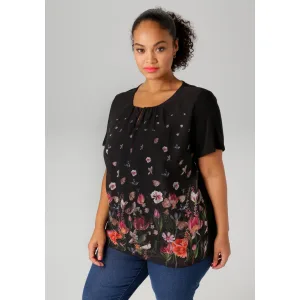 Aniston PLUS Shirtblouse met kleurrijke bloemenweide bedrukt