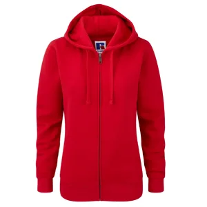 Russell Dames Premium Authentieke Hoodie met rits (3-laagse stof) (Klassiek rood)