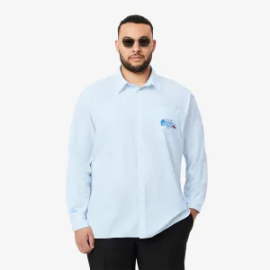 Heren Lacoste Relaxed Fit Crocodile Badge overhemd in Blauw-Wit